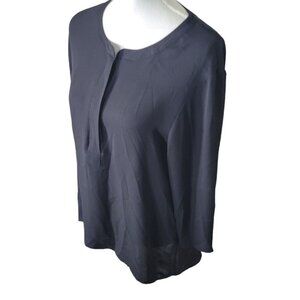 Express Blouse Black‎ Zipper Front Womens Large Lightweight Legging Cut